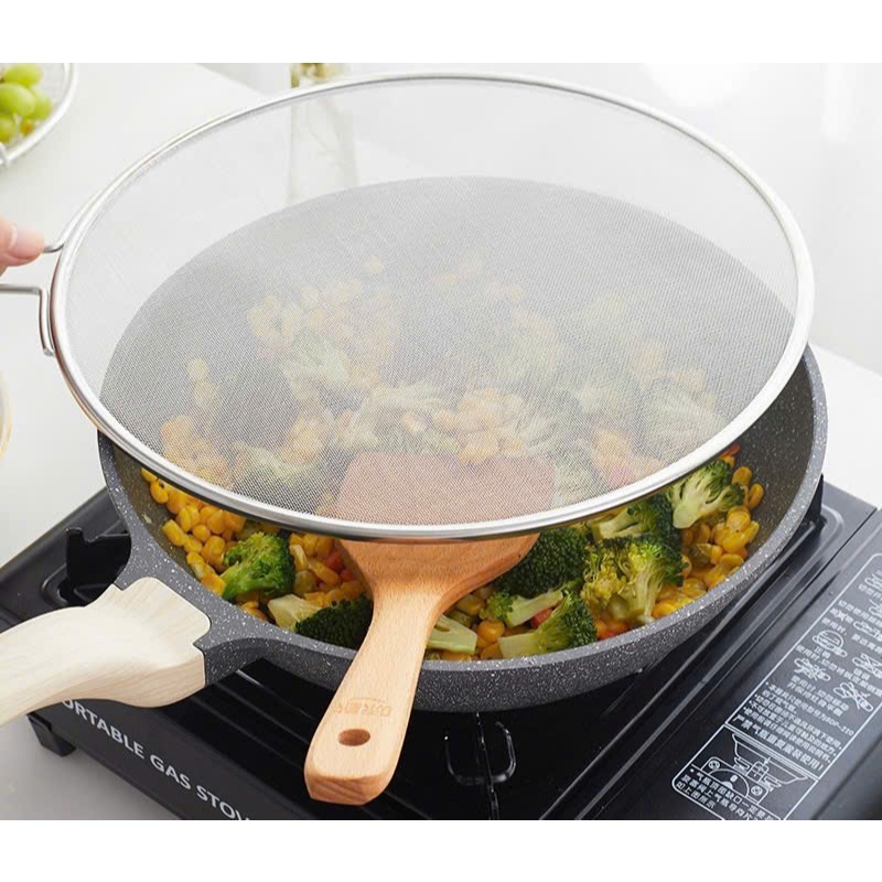 Đậy Chảo Chiên Chống Bắn Dầu Mỡ - Đậy Chảo Inox 29cm, Lọc Bột, Lọc Thức Ăn