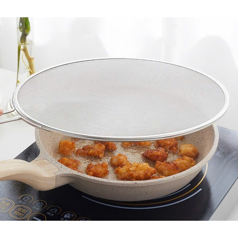 Đậy Chảo Chiên Chống Bắn Dầu Mỡ - Đậy Chảo Inox 29cm, Lọc Bột, Lọc Thức Ăn