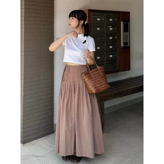 Chân váy dài xếp ly nhỏ linen thô hàn, linen thô hàn |𝐒𝐎𝐌𝐒| 𝐒𝐨𝐫 𝐒𝐤𝐢𝐫𝐭