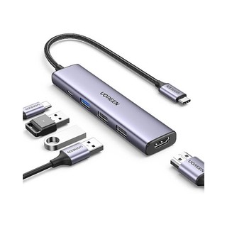 Bộ chia/ Hub Ugreen USB-C 5 in 1 sang 2*USB-A 2.0+ USB-A 3.0+HDMI+PD hỗ trợ 4K (15495) - Bảo hành 18 tháng