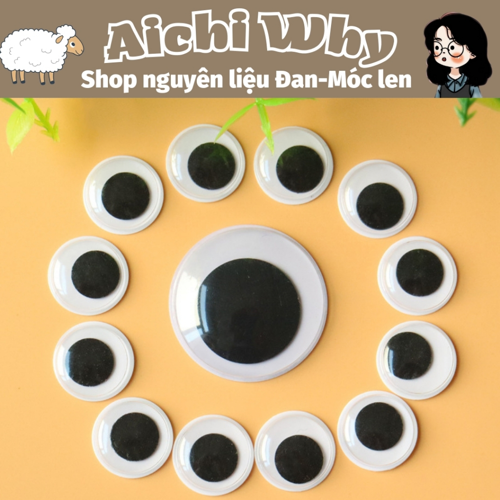 Mắt thú nhựa có tròng mắt màu đen di chuyển được ( 20 mắt)
