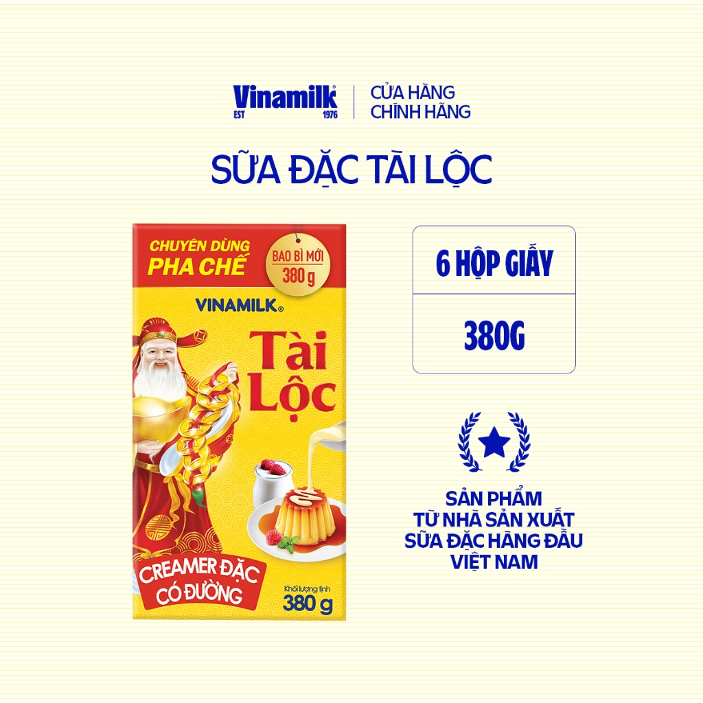 Ảnh Bộ 6 hộp Creamer sữa đặc Tài Lộc - Hộp giấy 380g 1