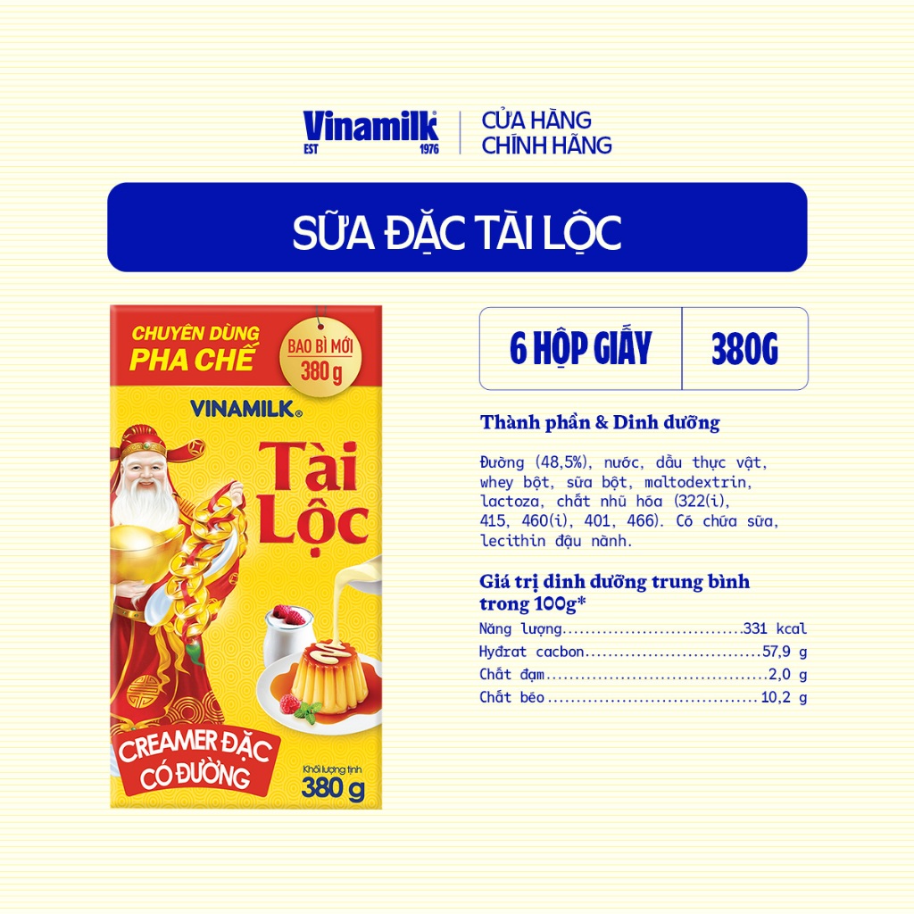 Ảnh Bộ 6 hộp Creamer sữa đặc Tài Lộc - Hộp giấy 380g 3