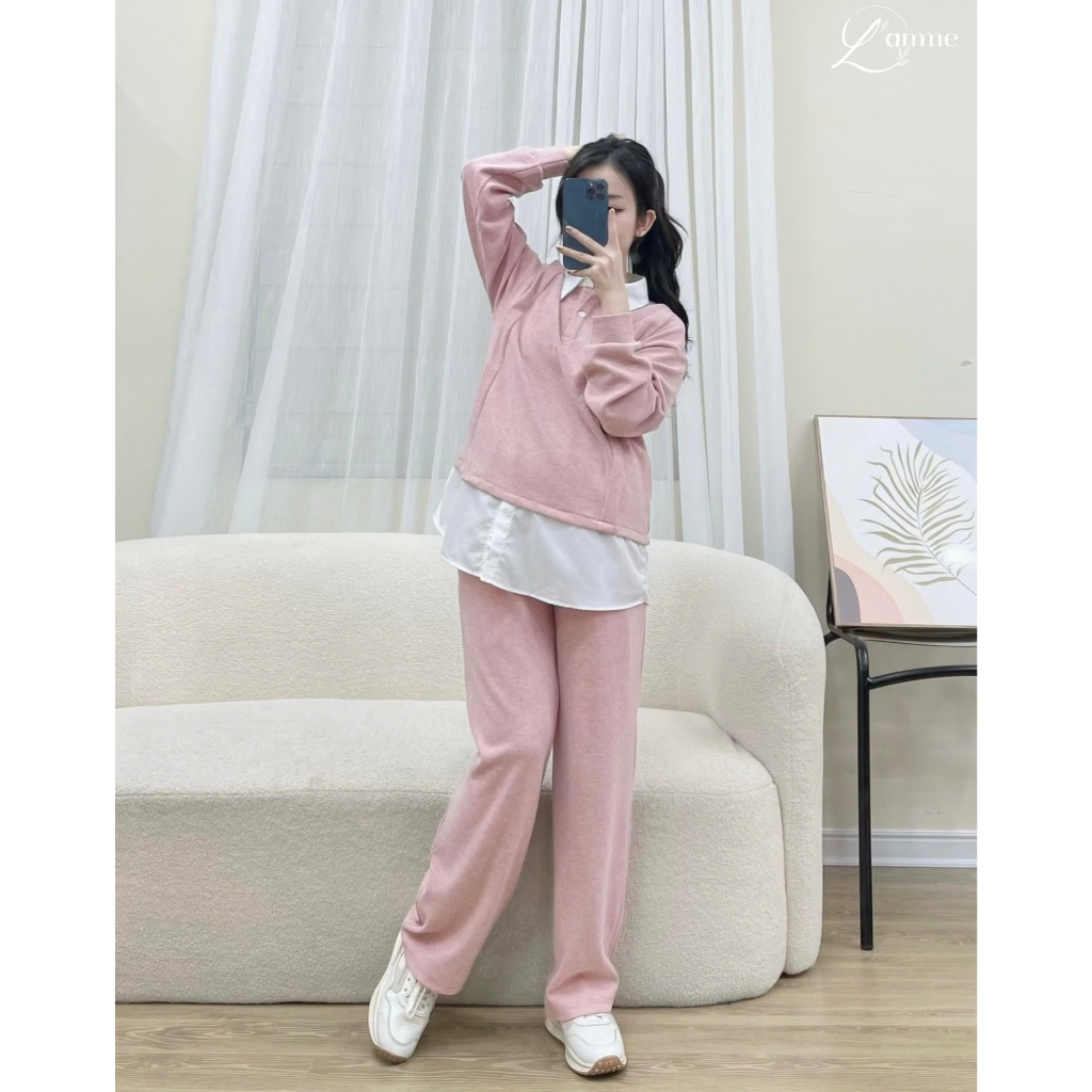 Ảnh Bộ đồ bầu thu đông, set mặc nhà WEI chất thun tăm mềm, thoải mái, phù hợp đi chơi, dạo phố BY L'AMME 2