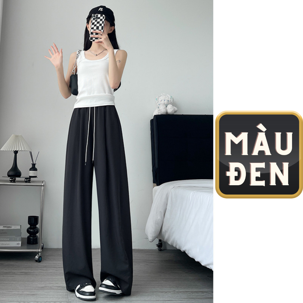 Quần ống rộng nữ quần gió cạp chun vải đũi cao cấp lên dáng siêu xinh (Datthustore - MS56)