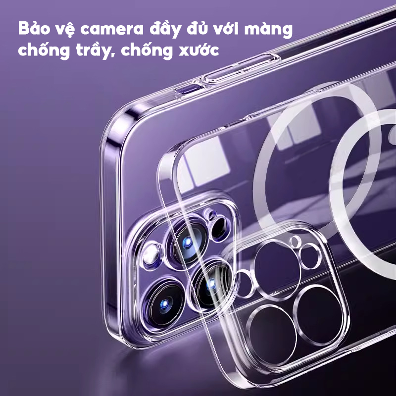 Ảnh Ốp Lưng Likgus Trong Suốt Sạc Từ Tính Màng Bảo Vệ Camera Full PC Cứng Không Ố Vàng Cho IP 16-15-14-13-12-Pro-Plus-Promax 3