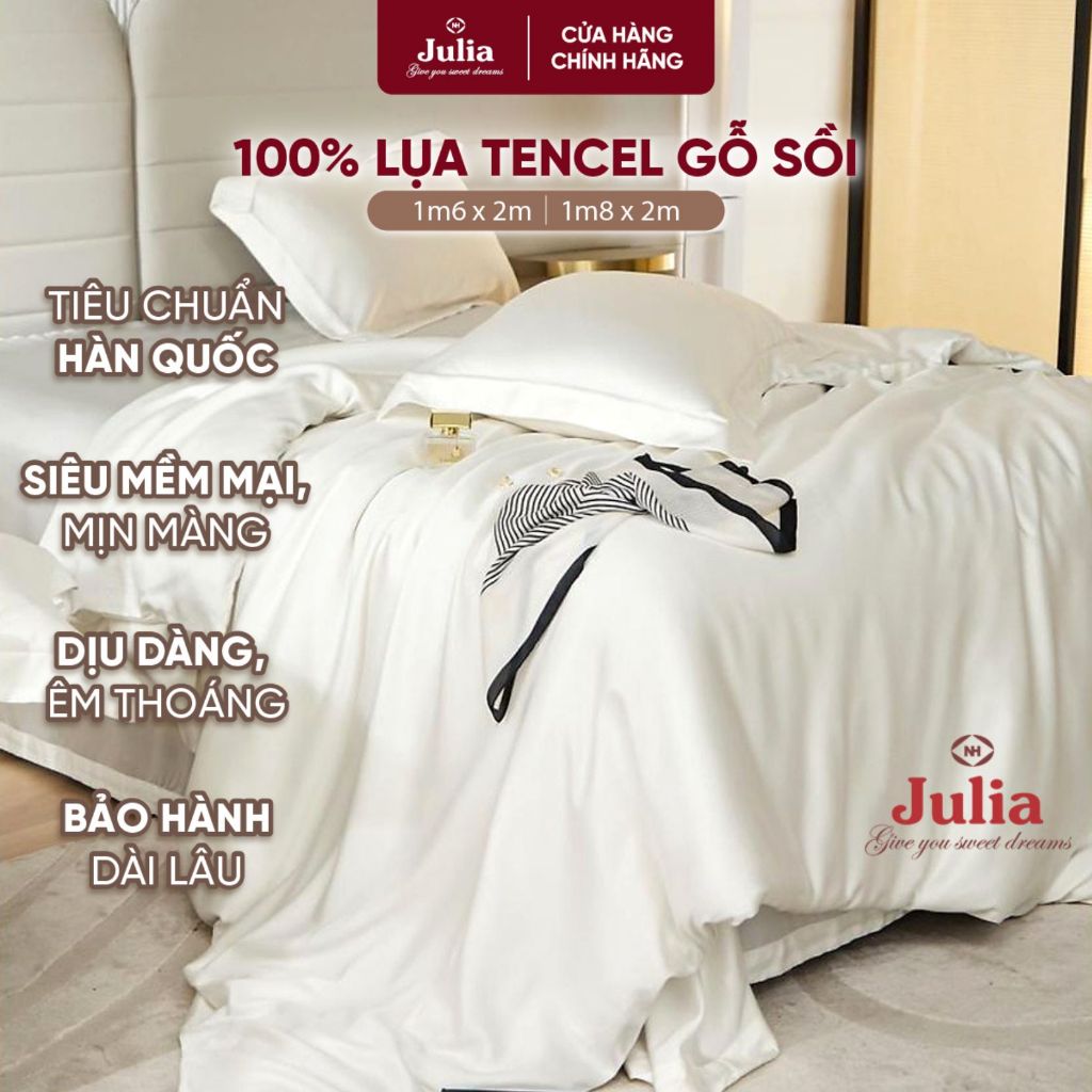 Bộ chăn ga gối ra giường lụa tencel siêu mềm mịn Hàn Quốc Julia 899