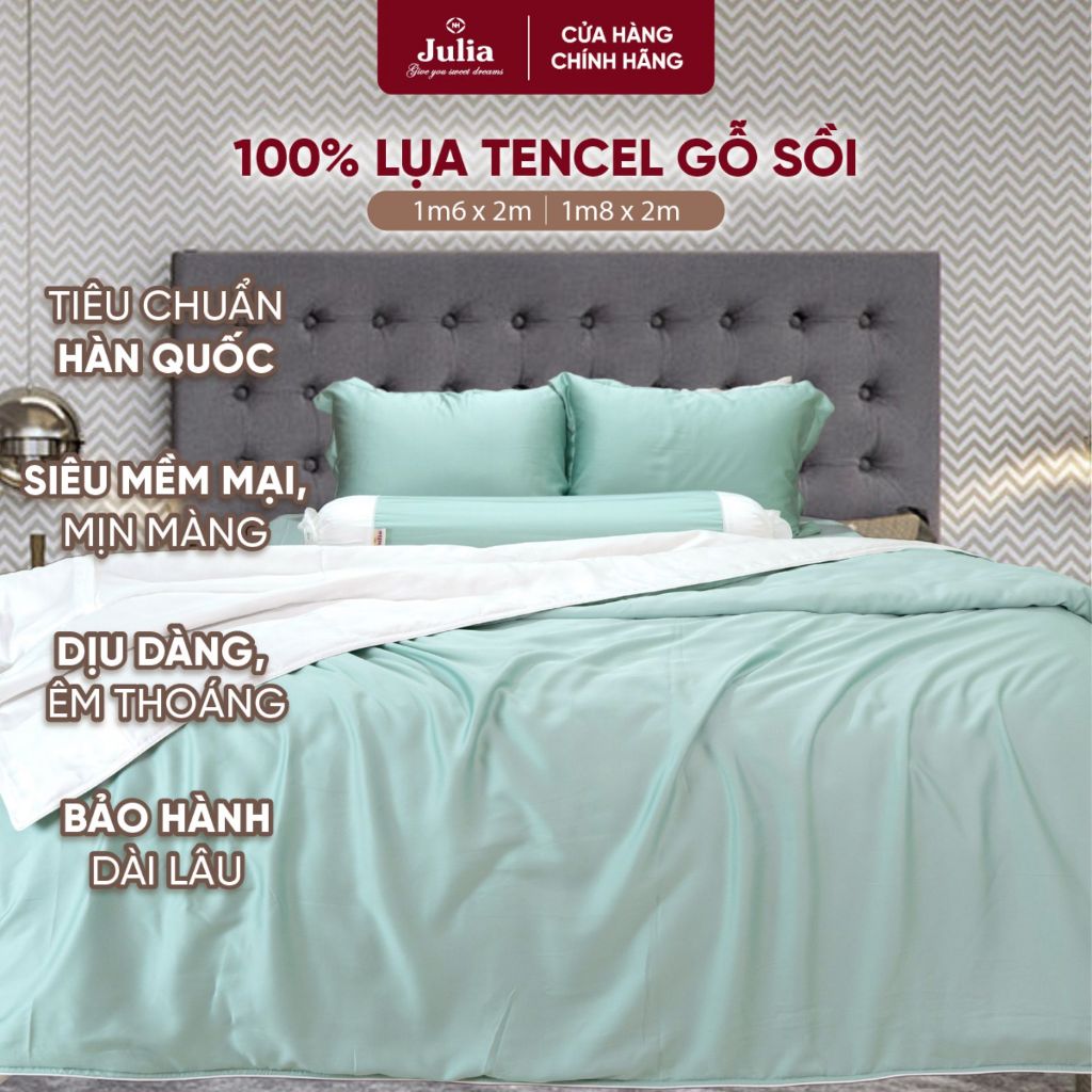 Bộ chăn ga gối ra giường lụa tencel siêu mềm mịn Hàn Quốc Julia 826