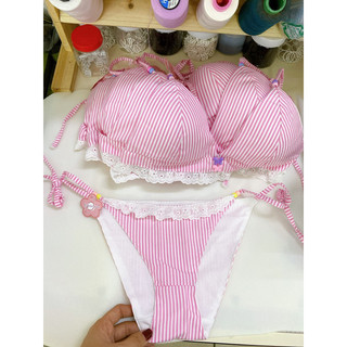 “Áo bra đi biển phối ren boi sọc kate nhí tone dịu - handmade