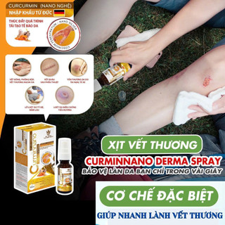 Xịt vết thương Curmin Nano giúp nhanh lành vết thương, kích thích tái tạo da non, ngăn ngừa sẹo, chai 15ml