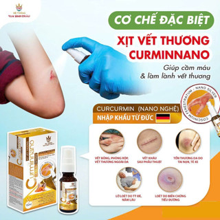Xịt vết thương Curmin Nano giúp nhanh lành vết thương, kích thích tái tạo da non, ngăn ngừa sẹo, chai 15ml