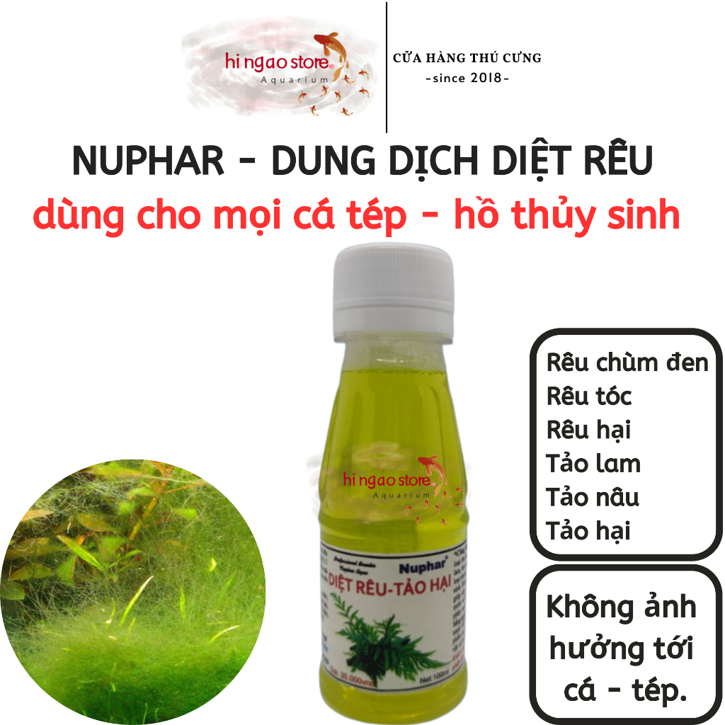 NUPHAR Dung dịch Diệt rêu - tảo hại - Loại Bỏ Toàn Bộ Mọi Loại Rêu Hại ...