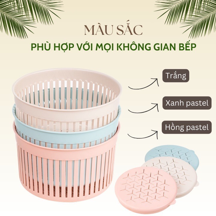 Rổ Tròn Có Nắp Đậy Việt Nhật - Rổ Đựng Hành Tỏi, Trứng , Rau Củ