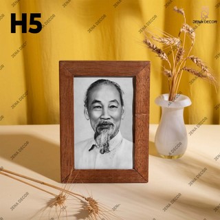 Ảnh để bàn Bác Hồ,Bác Giáp, Bác Trọng đóng khung để bàn tráng gương siêu bóng 15x21