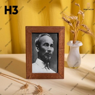Ảnh để bàn Bác Hồ,Bác Giáp, Bác Trọng đóng khung để bàn tráng gương siêu bóng 15x21
