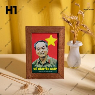 Ảnh để bàn Bác Hồ,Bác Giáp, Bác Trọng đóng khung để bàn tráng gương siêu bóng 15x21
