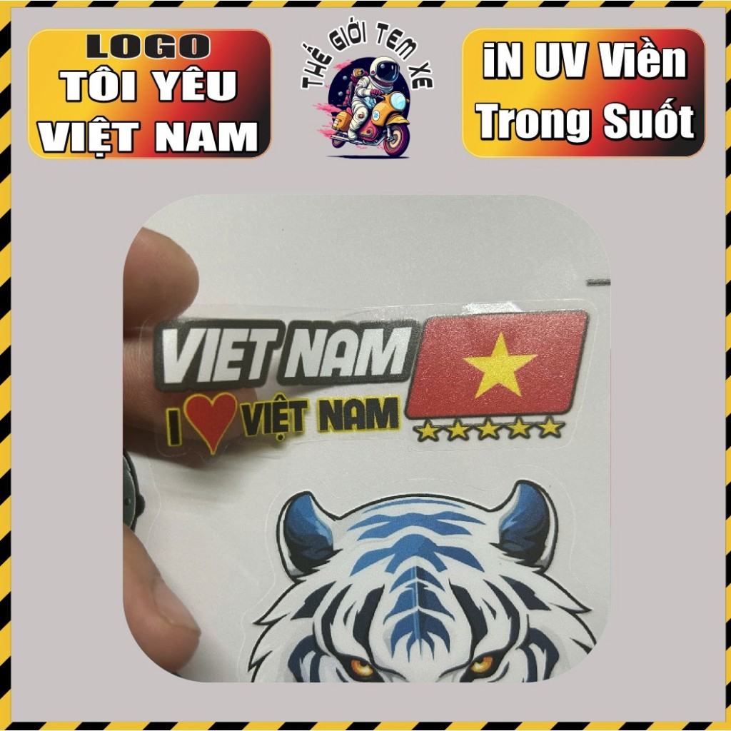 Logo Sticker Tôi Yêu Việt Nam in UV Viền Trong Suốt Chống Nước Giá 1 ...