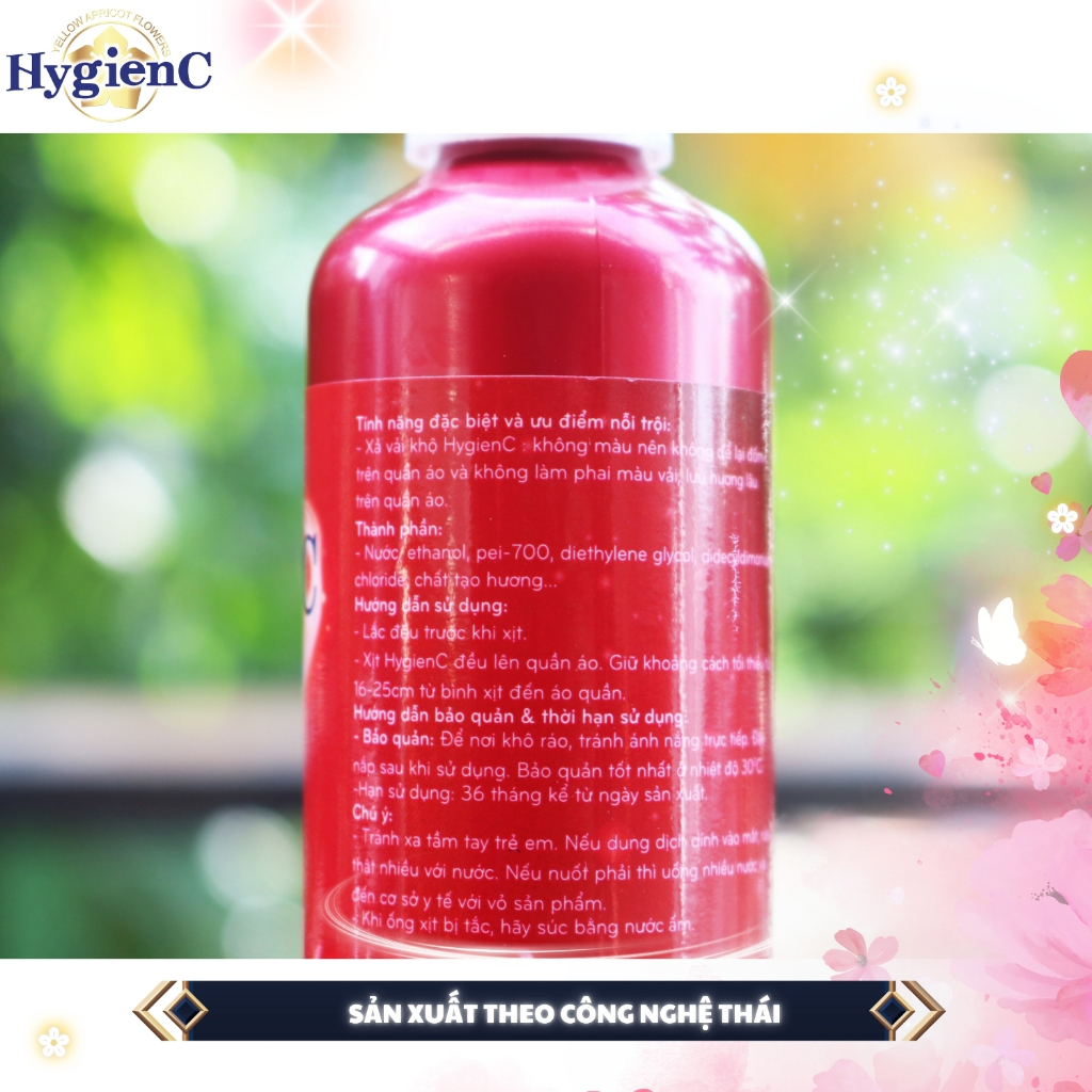 Ảnh Combo 2 chai nước xả vải khô HygienC dạng xịt - Dung tích 100ml 2