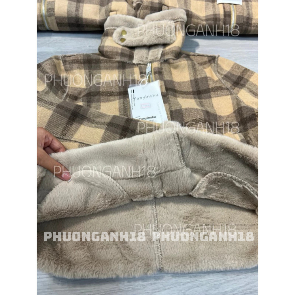 Áo khoác dạ kẻ lông mịn DÁNG LỬNG hàng QCL1 Y 0014 464