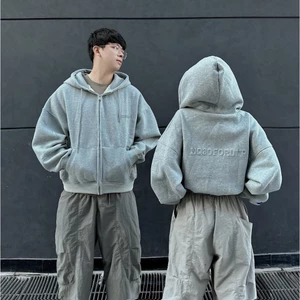 Áo Khoác Hoodie Zip Form Boxy Chữ Dập Nổi NQ30FORUM Form Rộng Kiểu dáng Hàn Quốc ManiaStore 2025