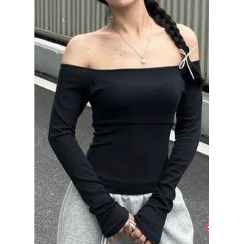 Áo Thun Nữ Trễ Vai Dài Tay Ôm Sát Tôn Dáng Basic Áo Kiểu Trễ Vai Dài Tay SeXy TingTing 88