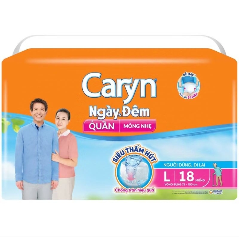 Tã quần Caryn nhẹ ngày và đêm M18, L18