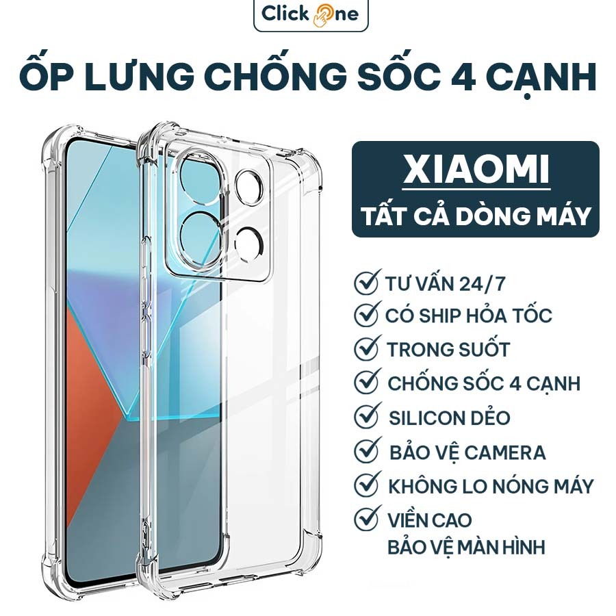 Ốp lưng chống sốc Xiaomi Redmi Note 14,14 Pro,13 Pro Plus,10s,Redmi 14C,13C,12C,10A,10C,9A,9C,9T,K40,K40 Gaming,K50,K70