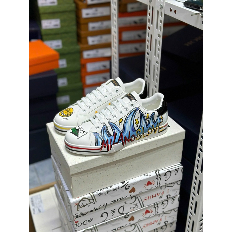 ⚡️[Hight Quality] Giày Do11lce Super Hero Portofino White Full Box - Điểm Nhấn Vương Miện Đính Đá Cao Cấp Nam Nữ Qccc