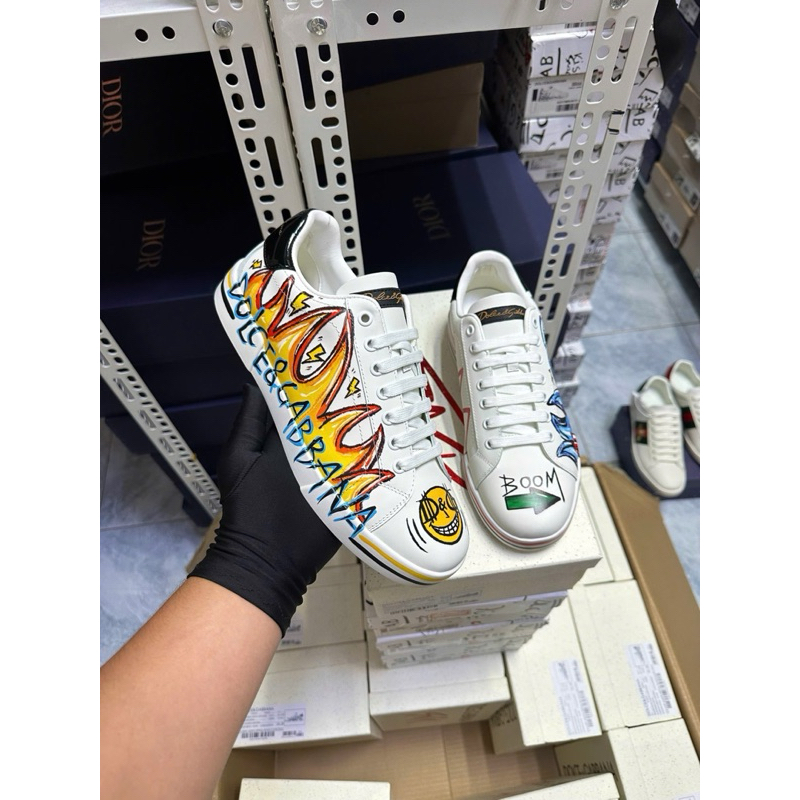 ⚡️[Hight Quality] Giày Do11lce Super Hero Portofino White Full Box - Điểm Nhấn Vương Miện Đính Đá Cao Cấp Nam Nữ Qccc