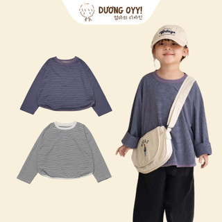 Áo thun kẻ trẻ em dài tay style Hàn Quốc dáng oversized | Dương Oyy 011123161