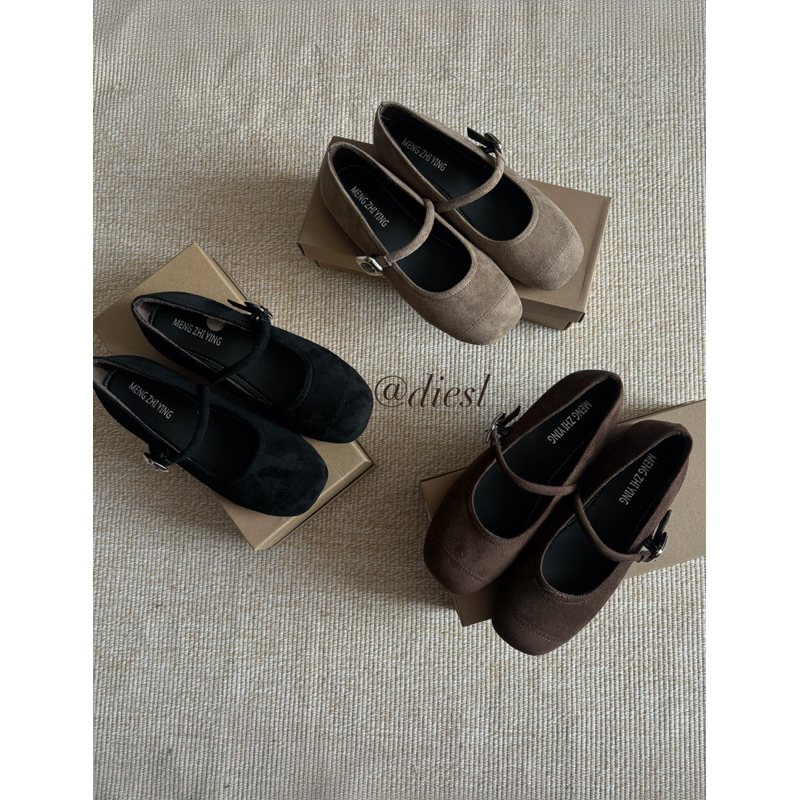 [Sẵn] Giày Búp Bê Mũi Tròn Chất Liệu Nhung Mềm Phong Cách Hàn Quốc Vibe Thu Đông Dành Cho Nữ-Shoes