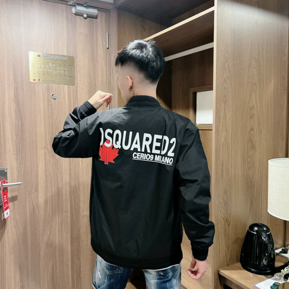 🔥Hot🔥Áo Khoác Bomber MlLaNo Lá Đỏ DSQ2 2 lớp chính hãng nam nữ cao cấp-Áo bomber DSQ siêu phẩm đông 2025