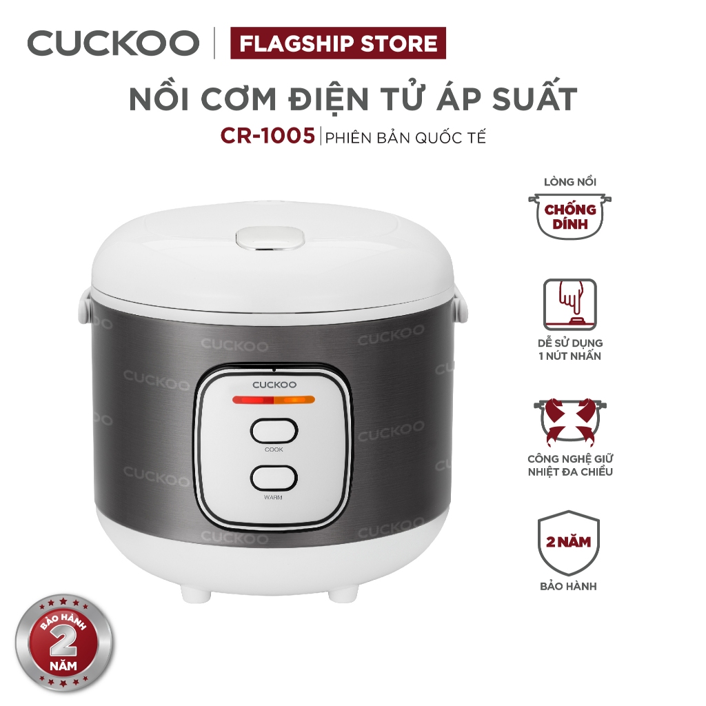 Ảnh Nồi cơm điện Cuckoo 1.8L CR-1005 Màu xám bạc - Lòng nồi chống dính - Bảo hành 2 năm -Hàng chính hãng 1