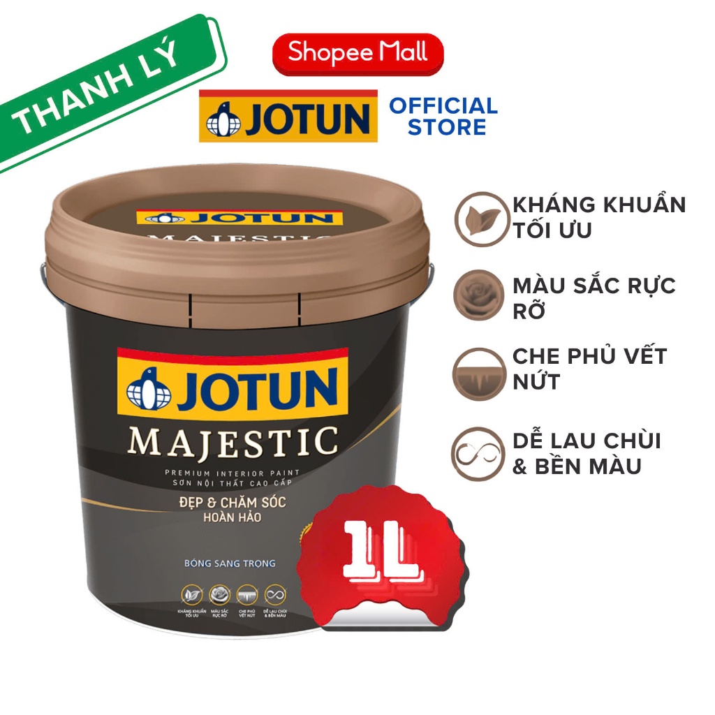 Product image THANH LÝ - Sơn phủ tường nội thất cao cấp Jotun Majestic Đẹp & Chăm sóc hoàn hảo Bóng 1
