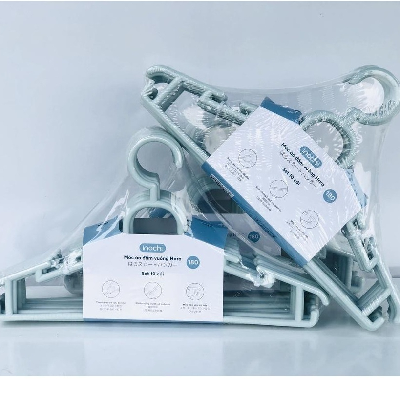 SET 10 Móc áo người lớn 180 Hara Inochi cao cấp, dày dặn, chịu lực tốt, tối ưu không gian