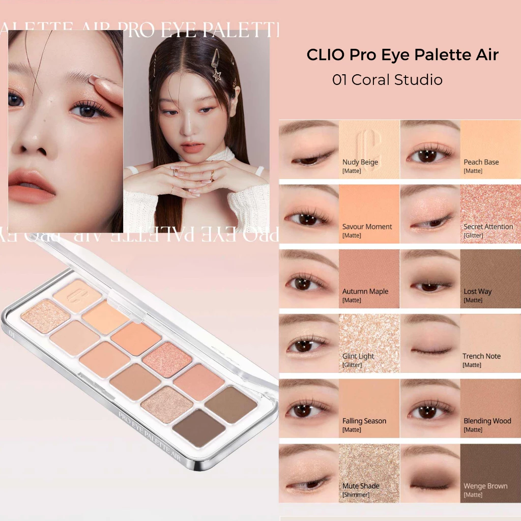 #01 Coral - Bảng Phấn Mắt CLIO Pro Eye Palette Đủ Màu Dịu Dàng Cá Tính, Chất Phấn Mịn Chống Trôi Chuyên Dùng Makeup CLPHANMAT