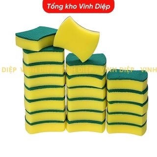 Miếng rửa chén bát 3s xanh vàng sạch sẽ tiện lợi