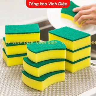 Miếng rửa chén bát 3s xanh vàng sạch sẽ tiện lợi