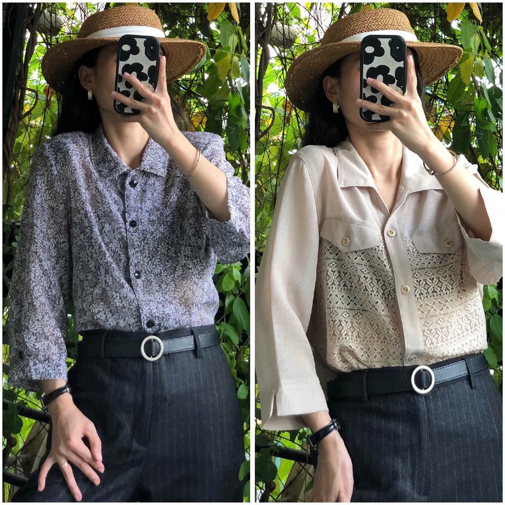 Sơ mi cổ điển, sơ mi vintage, hoạ tiết, sơ mi thêu hoa, áo gilê kiểu, sơ mi len, áo kiểu nữ tiểu thư, công chúa 2hand🥀🌻🌸