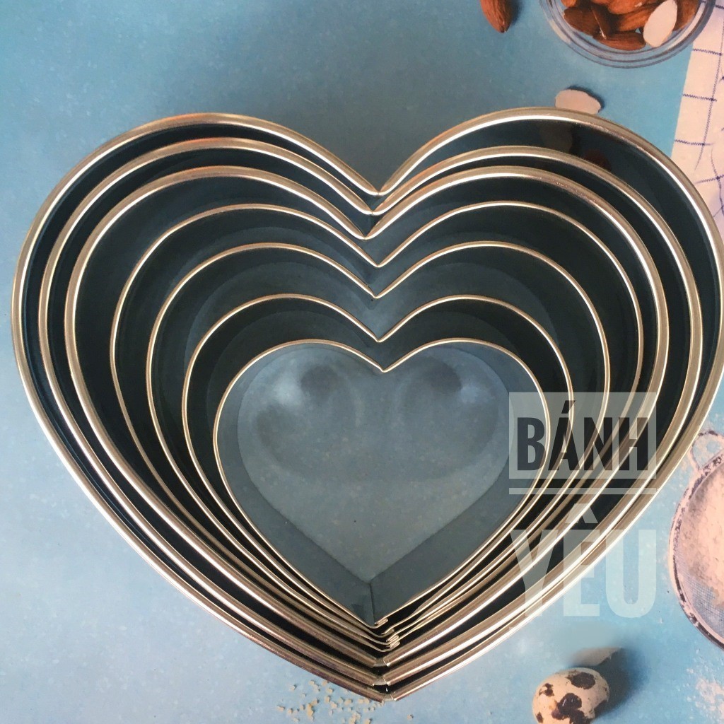 Khuôn Ring bánh inox Trái tim đủ size (từ 12cm đến 24cm)