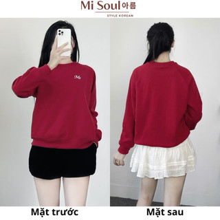 Áo Sweater Nỉ Lót Nhung Cao Cấp Thêu Logo MS Form Basic BigSize MiSoul, Áo Hoodie Dày Dặn 347