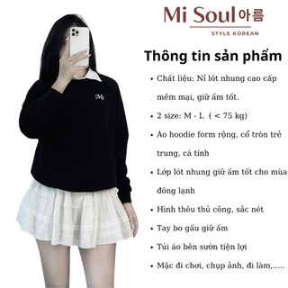 Áo Sweater Nỉ Lót Nhung Cao Cấp Thêu Logo MS Form Basic BigSize MiSoul, Áo Hoodie Dày Dặn 347