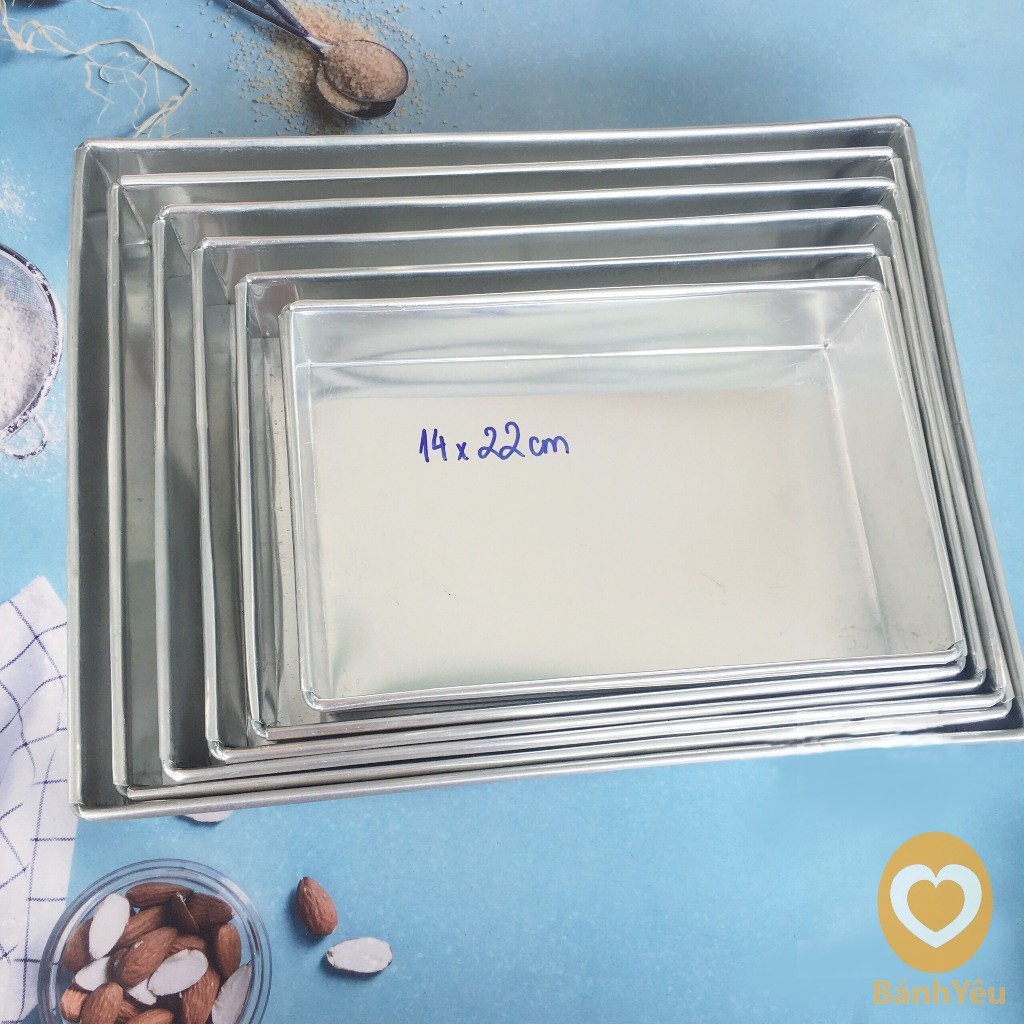 Khuôn Nhôm Chữ Nhật Đế Liền/ Khuôn gò sử dụng nướng bánh, không làm rau câu