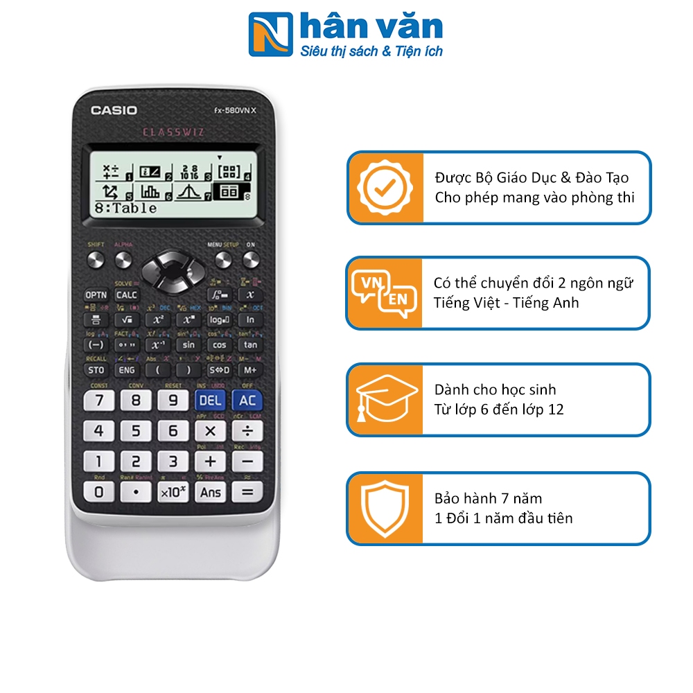 Ảnh Máy Tính CASIO FX580VN X - Màu Đen Nắp Trắng - Chính Hãng 3