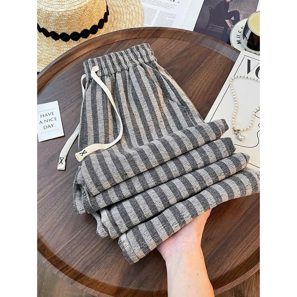 Quần dài nữ ống rộng kẻ sọc caro phong cách Hàn Quốc, quần ống rộng chất liệu mềm mại thoải mái Jumito D1911