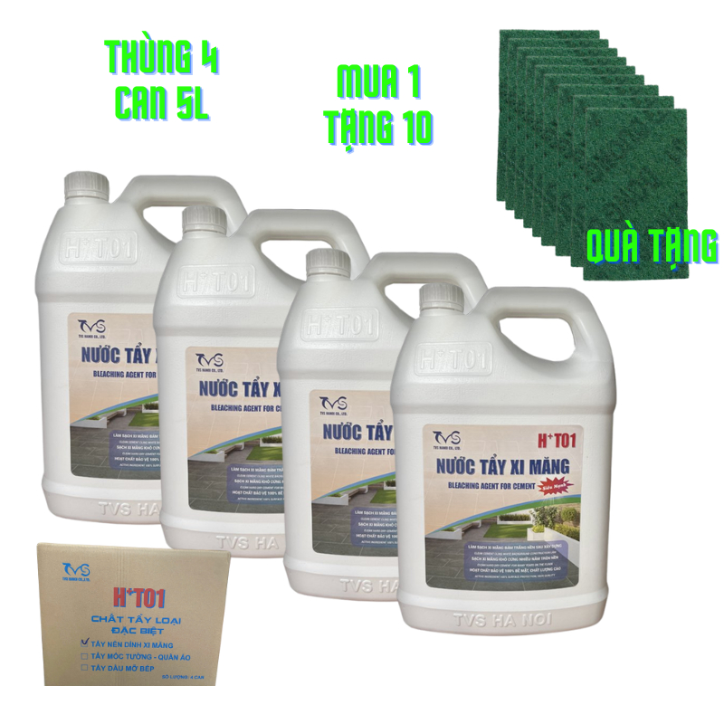 Thùng 4 can nước tẩy xi măng HT01-TVS-5L, 20 lit nước tẩy gạch, nước ...