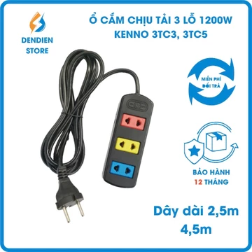 Set 10 Ổ Cắm Điện Chịu Tải 1200W 3TC3-3TC5 KENNO 3 Lỗ Cắm, Phi 4 & 5, nhựa chống cháy