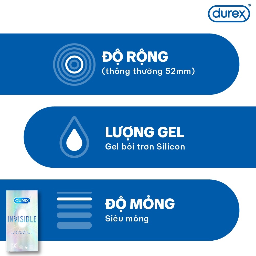 Ảnh Bộ 2 hộp bao cao su Durex Invisible siêu mỏng size 52mm (10 bao/hộp) 2