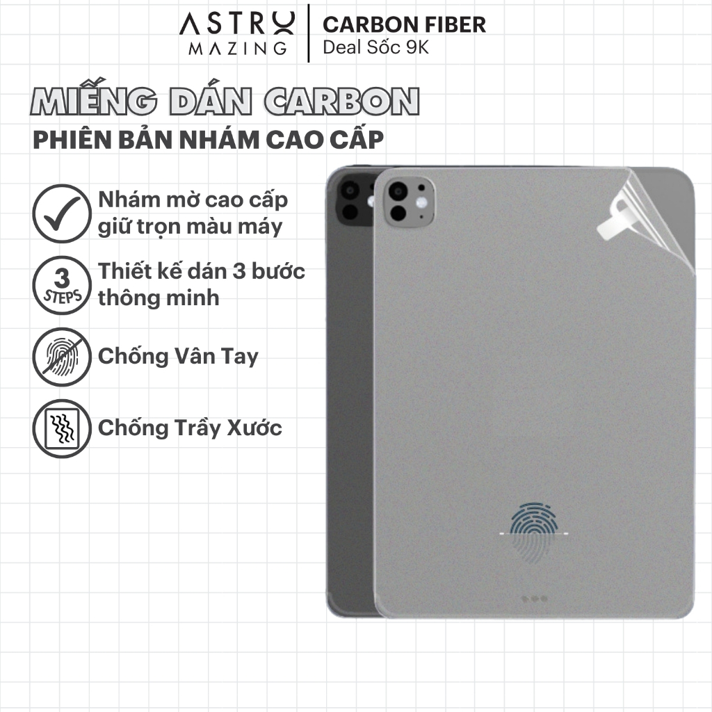 Ảnh Miếng dán Carbon AstroMazing bảo vệ mặt lưng iPad chống trầy xước không bám vân tay 3