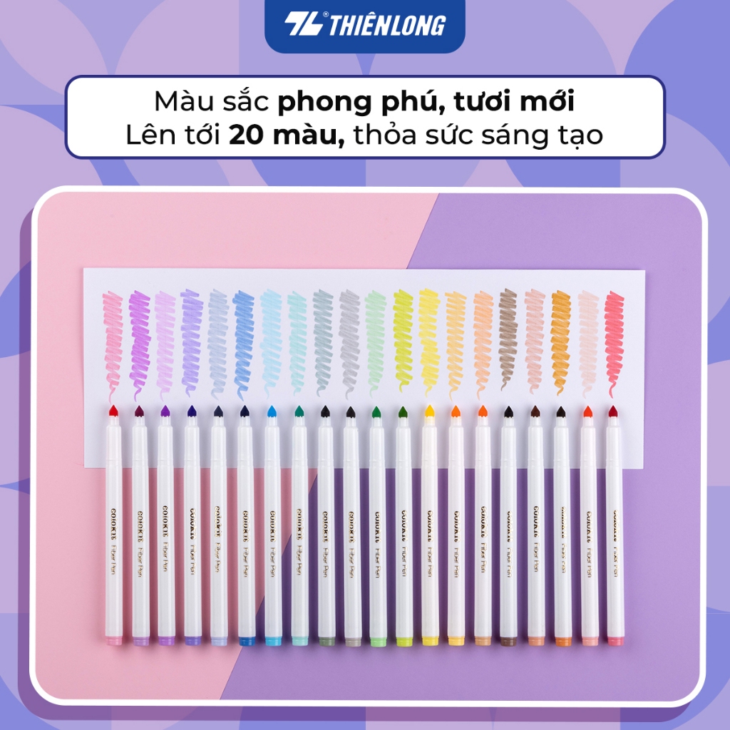 Ảnh Bút lông màu Fiber Pen 20 màu Pastel Thiên Long Colokit SWM-C008 - Bút lông màu, bút dạ, bút highlight rửa được an toàn 3